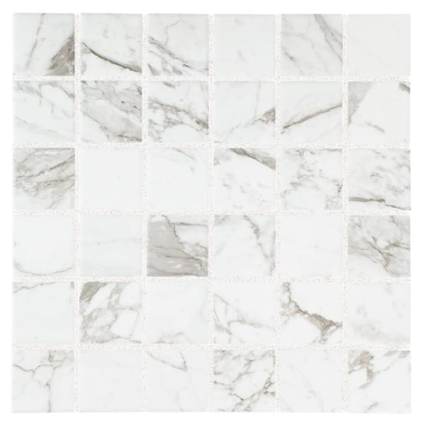 Marazzi EpicClean Milton Arabescato Marble 12 in. x 12 in. Glazed Ceramic  Mosaic Tile (1 sq. ft. / piece) ML4022ECHD1P2 - The Home Depot