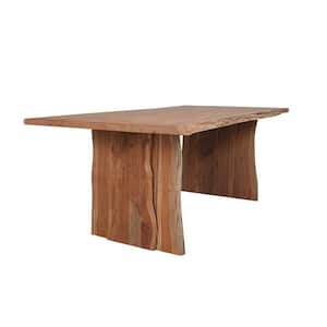 71 in. Brown Rectangular Solid Wood Dining Table
