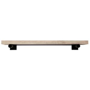 36 in. W x 8 in. D x 1.5 in. H Distressed White Wall Mounted Rustic Shelf With Black Brackets