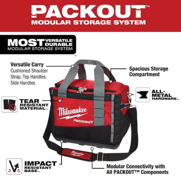 15 in. PACKOUT Tool Duffle Bag with 6-in-1 Wire Strippers Pliers and Screwdriver Set (10-Piece)