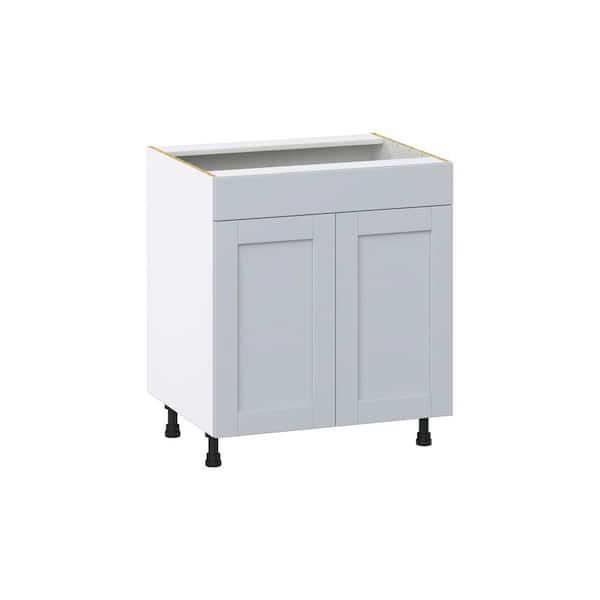 J COLLECTION Milton 30 in. W x 24 in. D x 34.5 in. H Assembled Shaker Sink Base Kitchen Cabinet in Light Gray with Falsefront