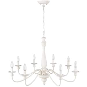 Lesmurdie 8-Light Distressed White Classic/Traditional Chandelier for Living Room, Dinning room with No Bulbs Included