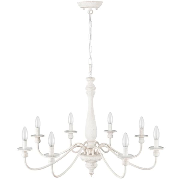 LWYTJO Lesmurdie 8-Light Distressed White Classic/Traditional Chandelier for Living Room, Dinning room with No Bulbs Included