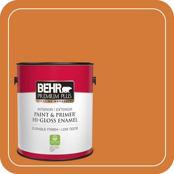 BEHR PREMIUM PLUS 1 gal. #T17-19 Fired Up Hi-Gloss Enamel Interior/Exterior Paint & Primer