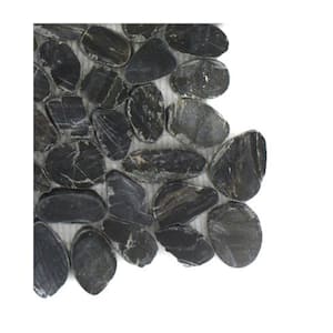Pebble Rock Flat Bed 4 in. x .31 in. Marble Mosaic Floor and Wall Tile Sample