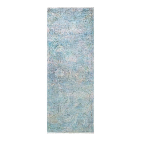 Solo Rugs Vibrance One-of-a-Kind Contemporary Light Blue 2 ft. 8 in. x 7 ft. 7 in. Overdyed Area Rug