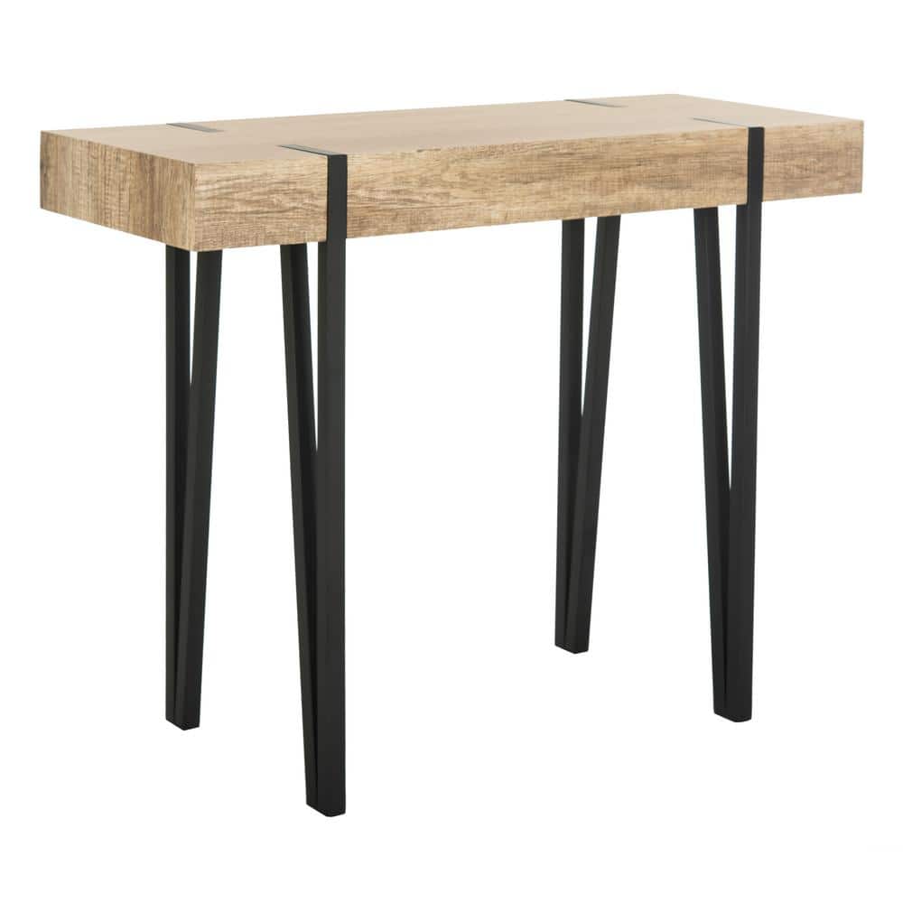 Alyssa Rustic Brown and Black Wood Metal Console Table