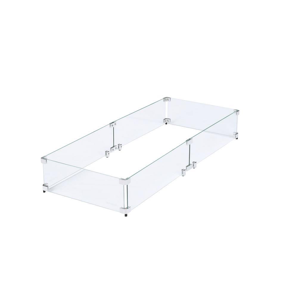 Rectangular Clear Tempered Glass Fire Pit Wind Guard