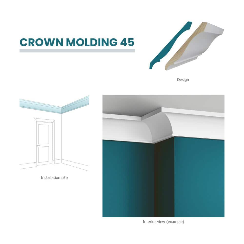 Primed Finger-Jointed Pine Crown Molding 96 in. 3-Piece Set