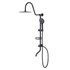 10 in. Head 3-Jet Shower System with Adjustable Sliding Shower Holder and Dispense Holder in Matte Black