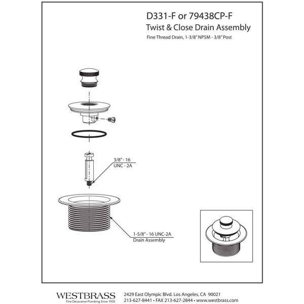 Westbrass 1-3/8 in. Bathtub Strainer Grid Drain Cover, Polished Brass  D3311-F-01 - The Home Depot