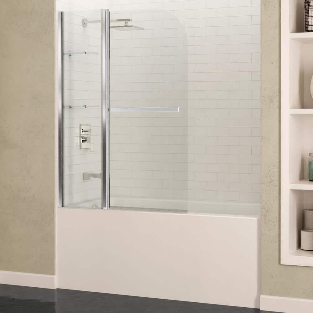 Galleon 48 in. x 58 in. Frameless Hinged Tub Door with TSUNAMI GUARD in Pol