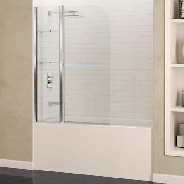 ANZZI Galleon 48 in. x 58 in. Frameless Hinged Tub Door with TSUNAMI GUARD in Polished Chrome