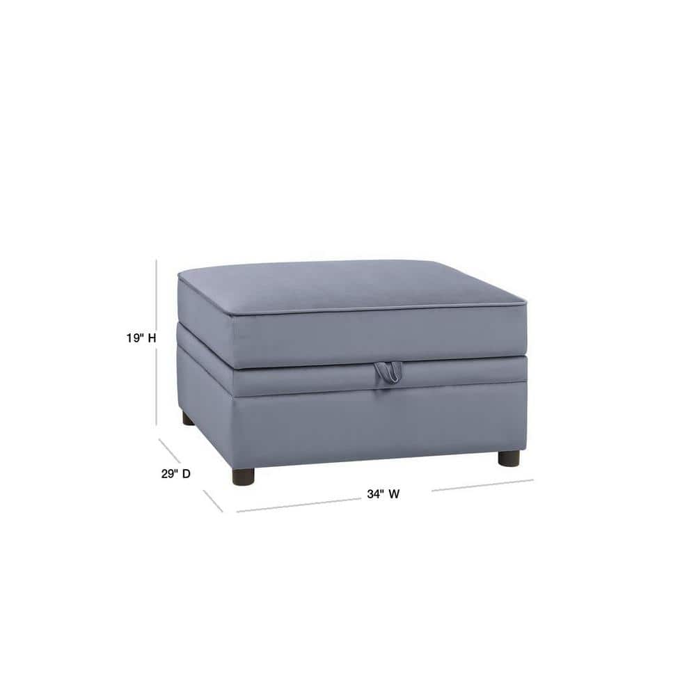 Elegant Gray Velvet Upholstered Ottoman with Lift Top Storage