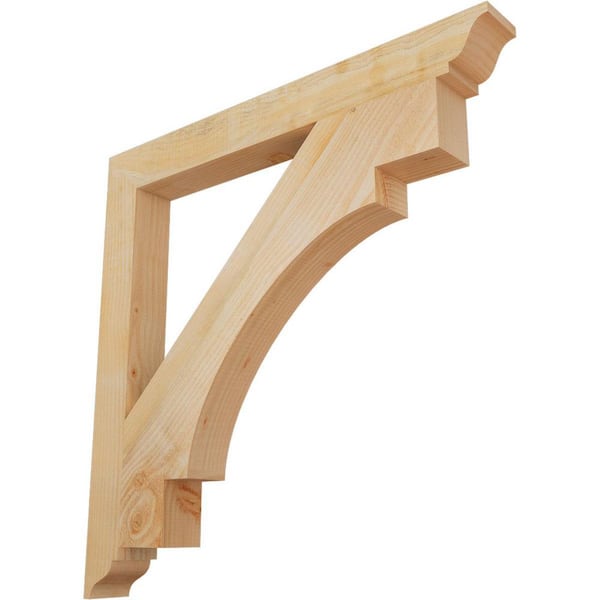 Ekena Millwork 4 in. x 38 in. x 38 in. Douglas Fir Merced Traditional Rough Sawn Bracket