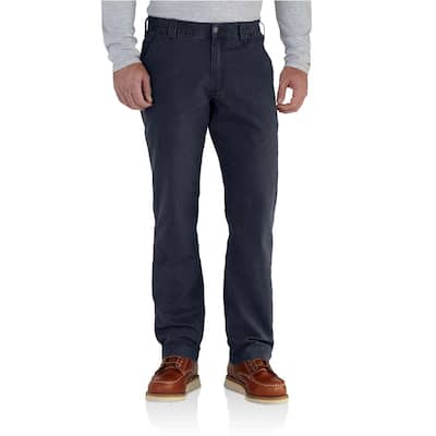 Men's 40 in. x 30 in. Navy Cotton/Spandex Rugged Flex Rigby Dungaree Pant