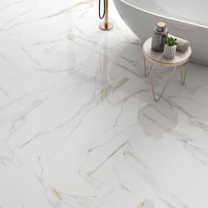 Terius Aurora Gold 47.24 in. x 47.24 in. Polished Marble Look Porcelain Floor and Wall Tile (15.49 sq. ft./Case)