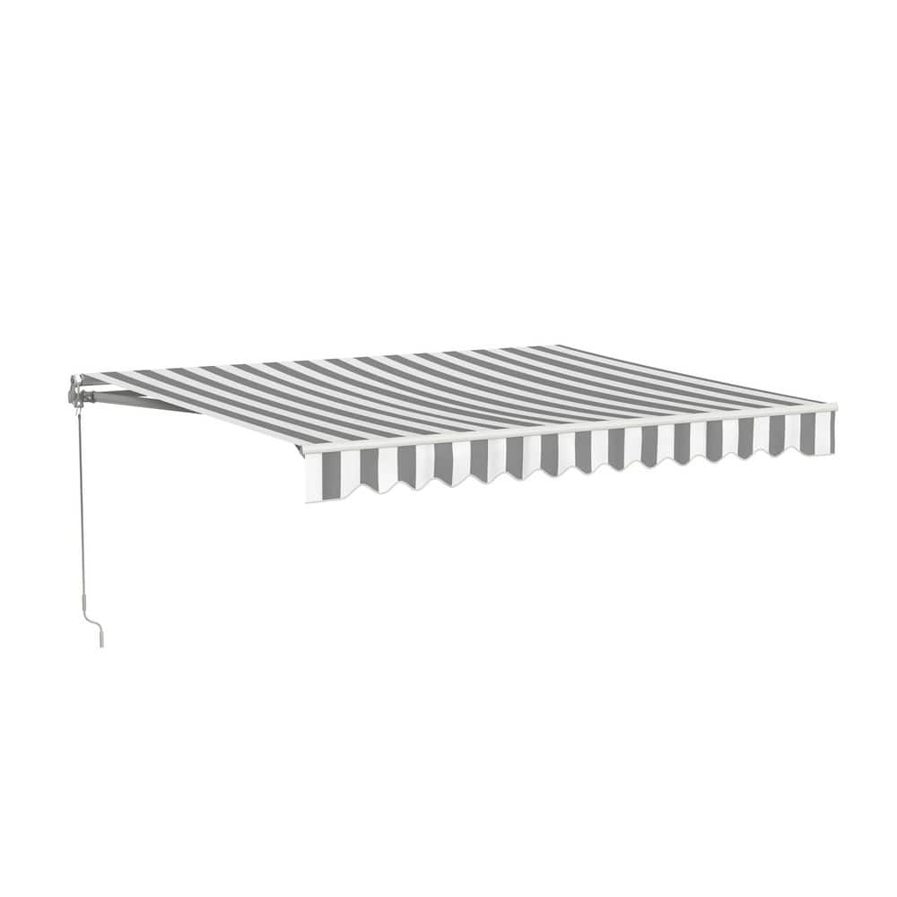 ALEKO 12 ft. Caribbean Polyester Manual Retractable Patio Awning