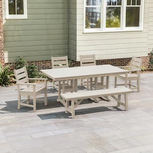 POLYWOOD Grant Park 6-Piece Farmhouse Plastic Outdoor Dining Set