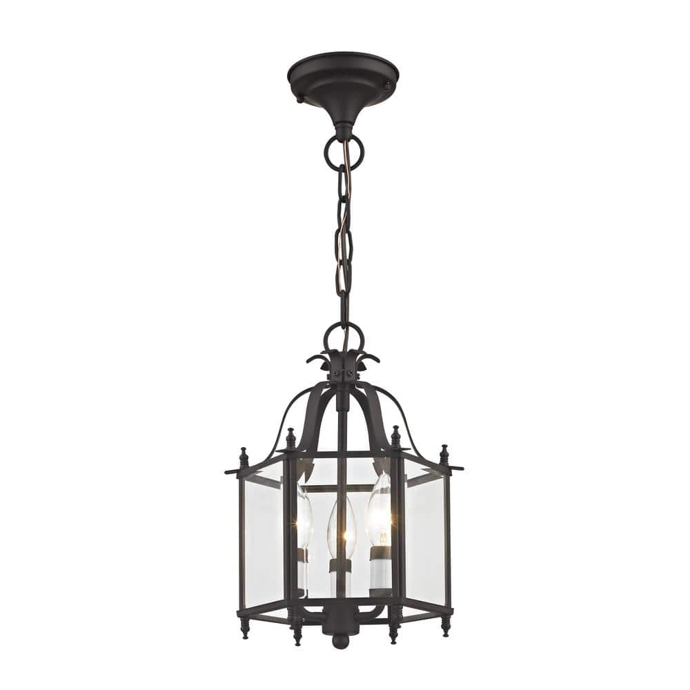 Livex Lighting 3-Light Bronze Pendant with Clear Beveled Glass Shade ...