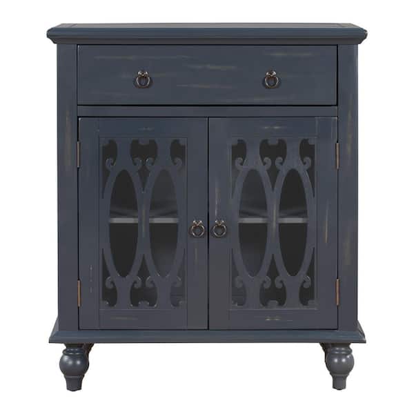 VERYKE Antique Gray Wood Accent Buffet Sideboard Storage Cabinet with Doors and Adjustable Shelf