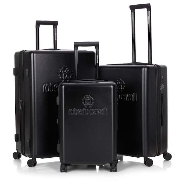 J&V TEXTILES Roberto Cavalli Luxury 3-Piece Black Expandable Hard