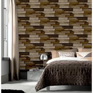 Rustic Wood Walnut Paper Peel and Stick Non-Woven Wallpaper Roll