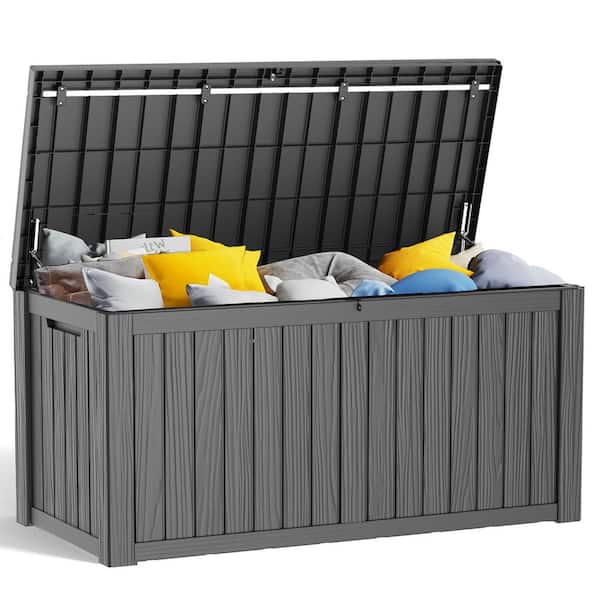 150 Gal. Black Outdoor Resin Waterproof Deck Box with Lockable Lid