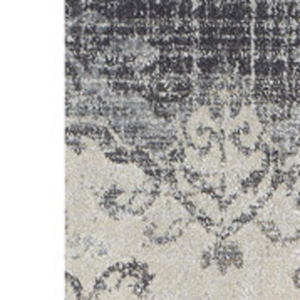 5 X 8 Gray, Ivory Oriental Runner Rug