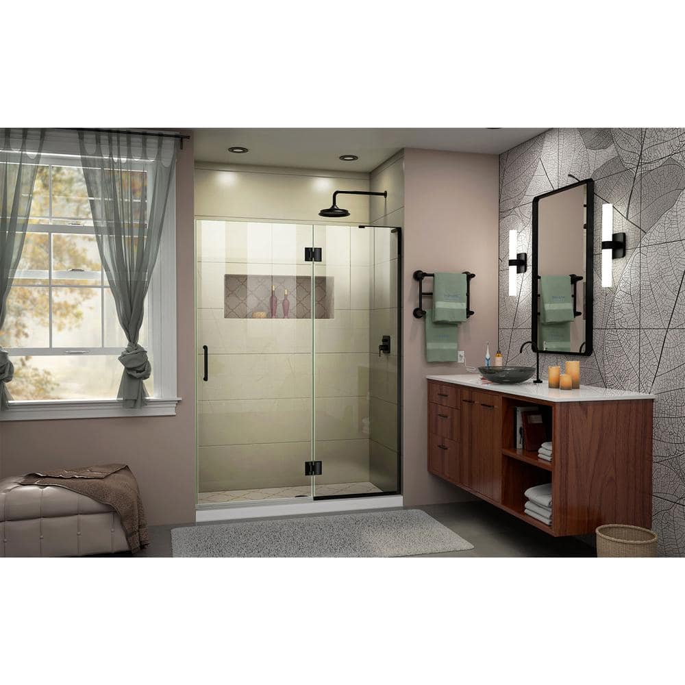 Unidoor-X 48" x 72" Frameless Hinged Shower Door in Matte Black