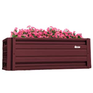24 inch by 48 inch Rectangle Burgundy Metal Planter Box