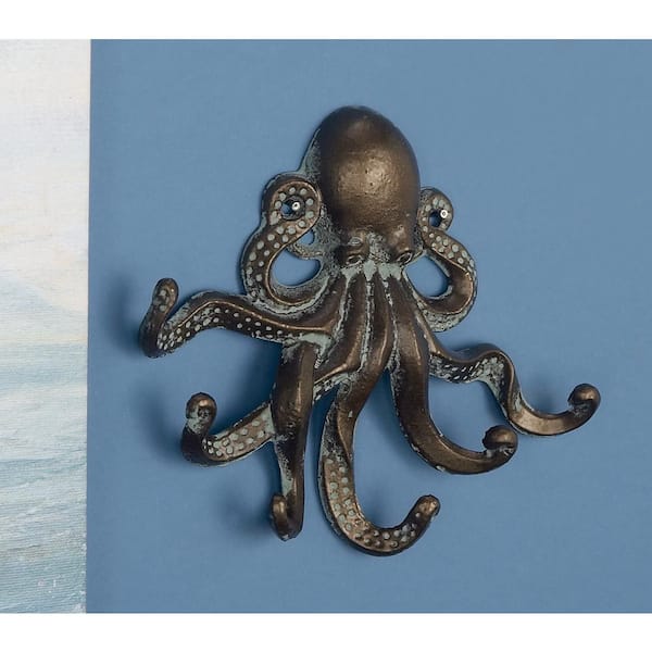  Sumnacon Cast Iron Coat Hook Octopus Towel Holder with 6 Hooks  Decorative Towel Rack with Screws Octopus Key Holder Wall Nautical Wall Hook  for Enterway Bathroom Red Bronze : Home 