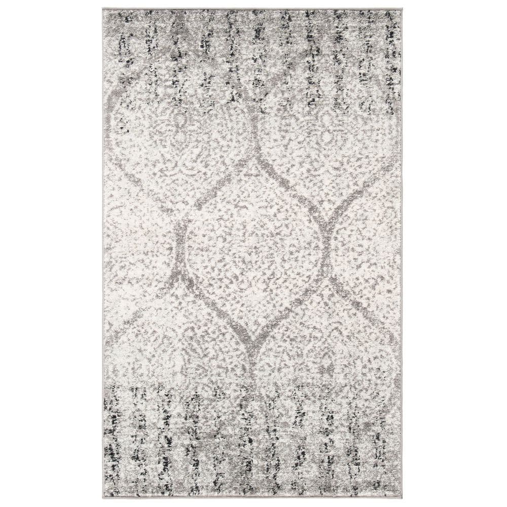 Gray and Ivory Rectangular Stain-Resistant Area Rug