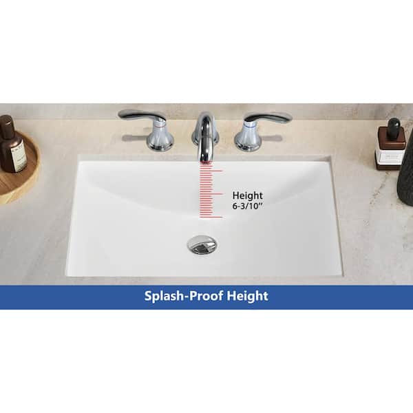 YASINU 21 in . Undermount Rectangular Bathroom Sink with Overflow