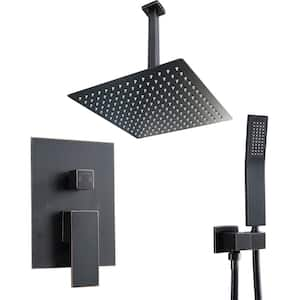 2-Spray Patterns with 1.8 GPM 10 in. Wall Mount Handheld Shower System Dual Shower Head in Oil Rubbed Bronze