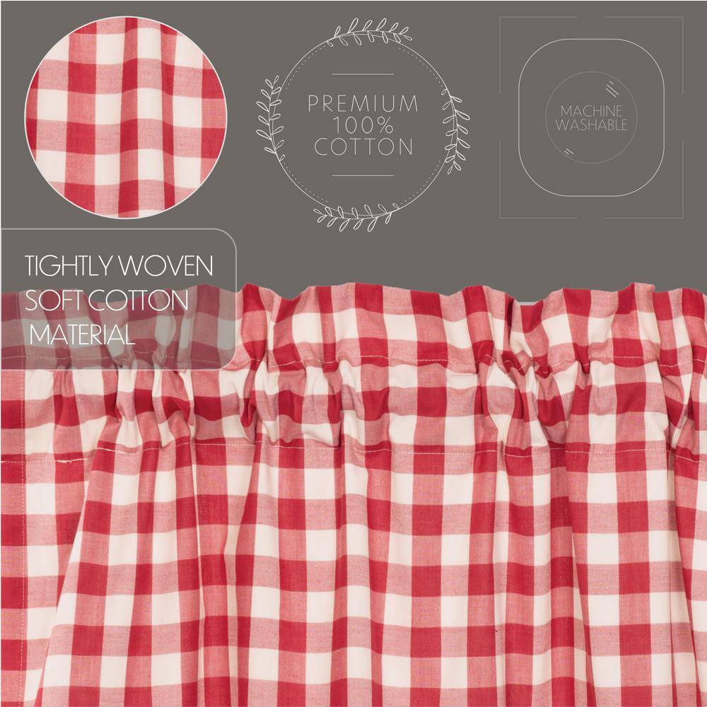 Red Buffalo Check Cotton Rod Pocket Tier Curtains 36x36