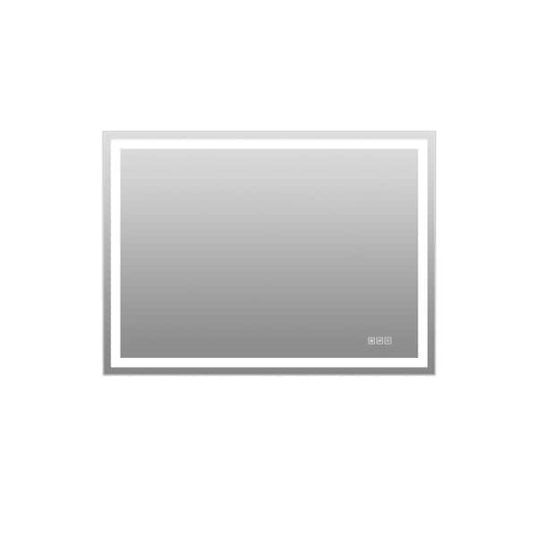 36 in. W x 24 in. H Silver Frameless Rectangular Mirror with Frosted Light Band, 3 Color Temperatures