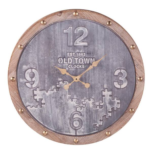 Southern Enterprises Grimmea Graywash and Natural Finish Decorative Wall Clock