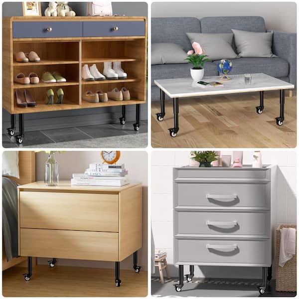 Angel Sar 7 in. Black Metal Adjustable Furniture Legs with