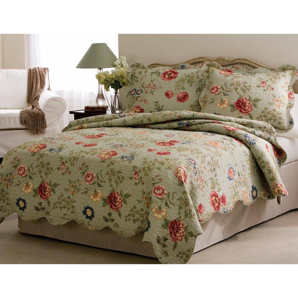 Edens Garden Twin Cotton Quilt Set with Pillow Sham