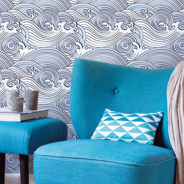28.29 sq. ft. Asian Waves Peel and Stick Wallpaper
