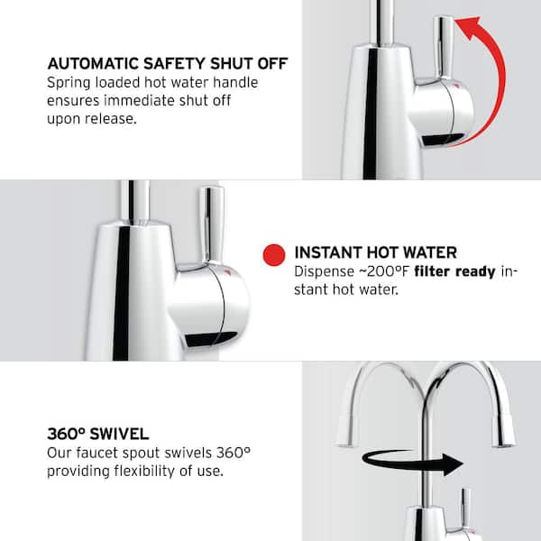 HOT250 Instant Hot Water Dispenser System, Single-Handle Faucet with  2/3-Gallon Stainless Steel Tank