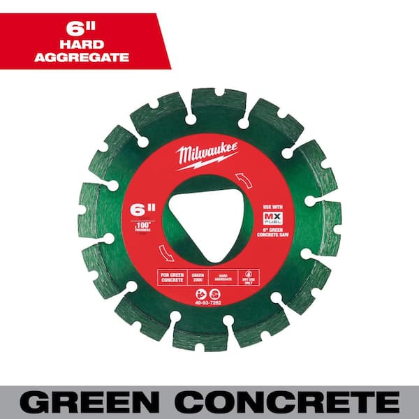 Milwaukee Green 6 in. x .100 in. Green Concrete Cutting Segmented Rim Diamond Blade (1-Pack)