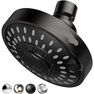 5-Spray Patterns with 1.8 GPM 4.13 in., Wall Mount Rain Fixed Shower Head in Bronze