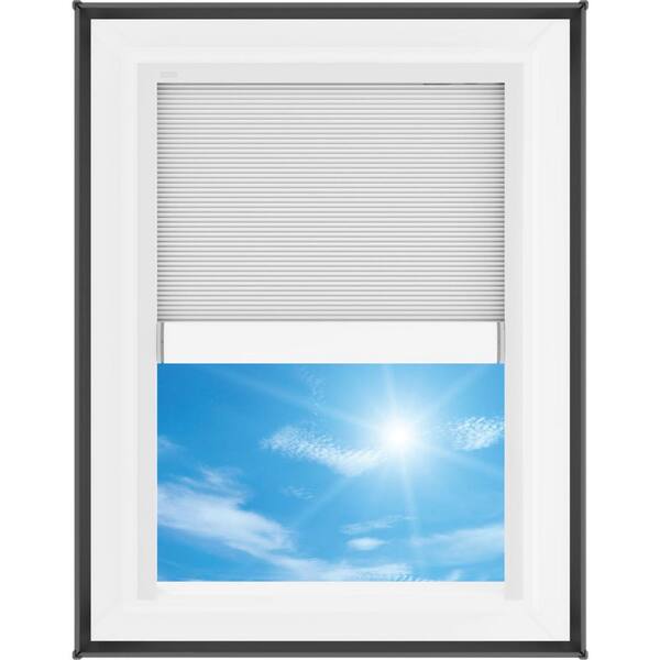 22-1/2 in. x 30-1/2 in. Fixed Curb Mount Skylight with Laminated Low-E3 Glass, White Solar Powered Room Darkening Shade