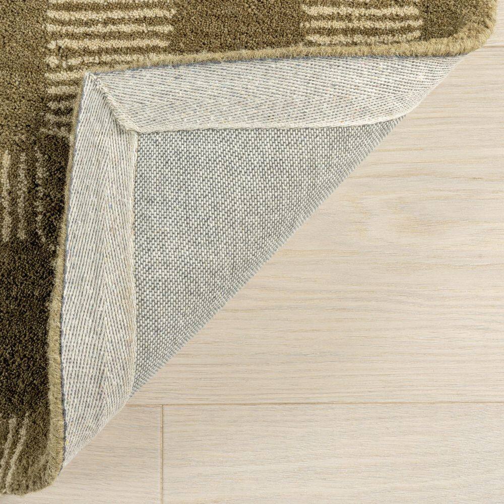 Olive and Beige Hand-Tufted Wool Rectangular Area Rug