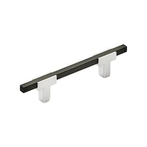 Urbanite 3-3/4 in. (96mm) Modern Polished Chrome/Brushed Matte Black Bar Cabinet Pull