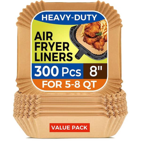 300-Piece 8 in. Square Non-Stick Air Fryer Paper Liners Heavy-duty Parchment Paper for 5-8 qt. Airfryer Basket
