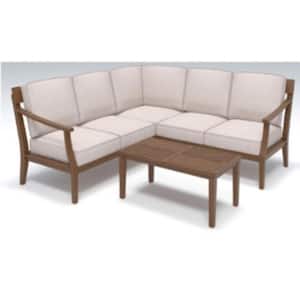 Woodford Eucalyptus Right Arm Outdoor Loveseat with CushionGuard Bright White Cushions
