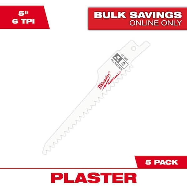 5 in. 6 TPI Plaster Cutting SAWZALL Reciprocating Saw Blades (5-Pack)